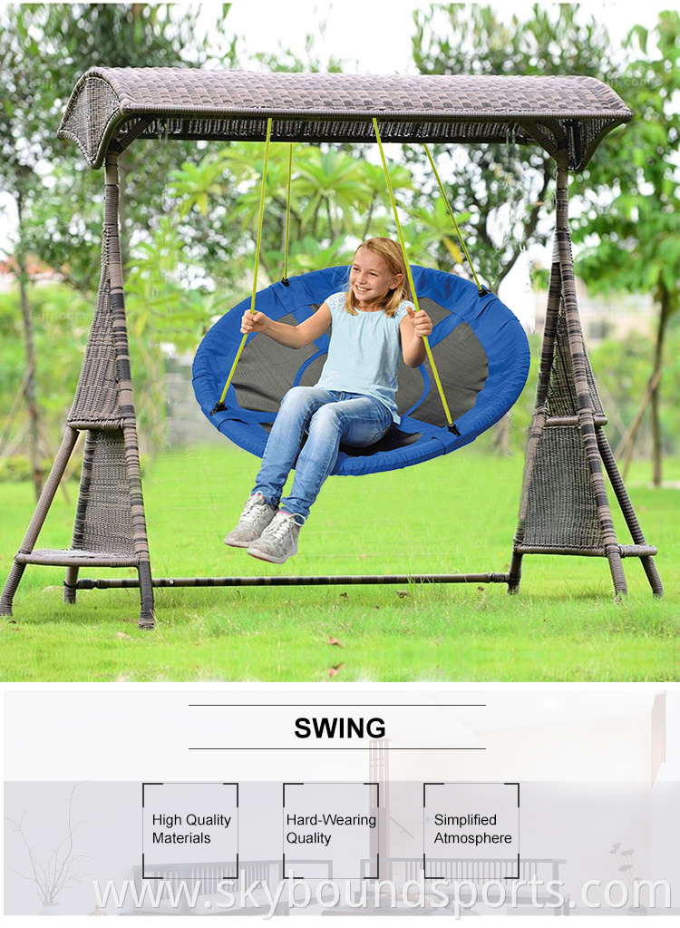 Outdoor and Indoor Kids Adjustable Height Hanging Play Round Swing with Tent